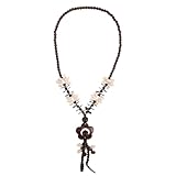 JOINPAYA Collar Largo de Cáscara Natural Flores Cuentas de Madera Natural Diseño Étnico Hecho a Mano para Mujer Collar de Playa Bohemio Boho