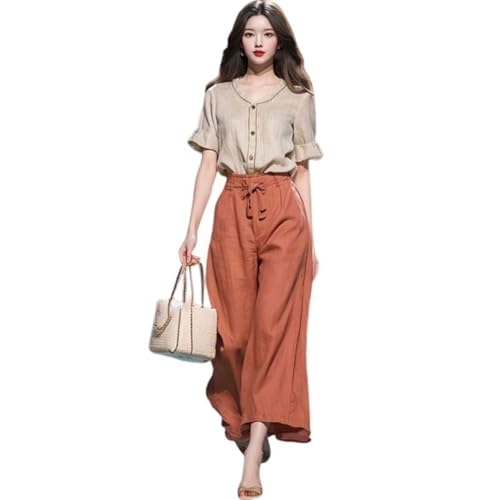 Conjunto de dos piezas de blusa con manga media estilo vintage Hong Kong para mujer