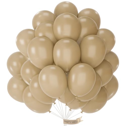 Image of PartyWoo Light Brown Balloons 101 pcs 12 Inch Nude Neutral Boho Tan Fall Latex Helium Balloons for Wedding Graduation Birthday Boy Baby Shower Cowgirl Jungle Theme Party Decorations Brown-F56