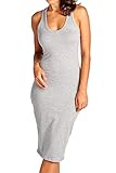 Women's Fitted Sleeveless Racerback Midi Bodycon Tank Dress, Small, Heather Grey