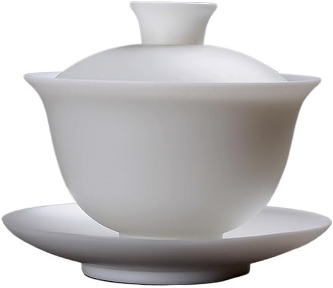 Sheep Fat Jade White Porcelain Tea Tureen Chinese Ceramic Cover Bowl with Lid Making