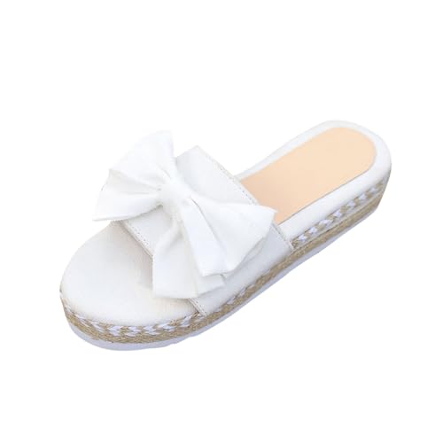 Sandales femme bout rond Eva blanc 40 : nu-pieds plateforme confortables avec nœud