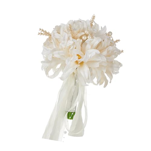 Oxxggkao Ramo de orquídeas de seda realistas, arreglo de flores artificiales para ceremonia de boda, centro de mesa, accesorio decorativo, elegante ramo de novia artificial