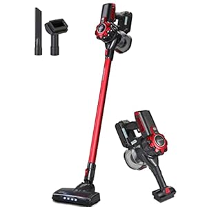 Monzana Draadloze Steelstofzuiger 4 in 1 Stofzuiger Zakloos – Rood Grijs