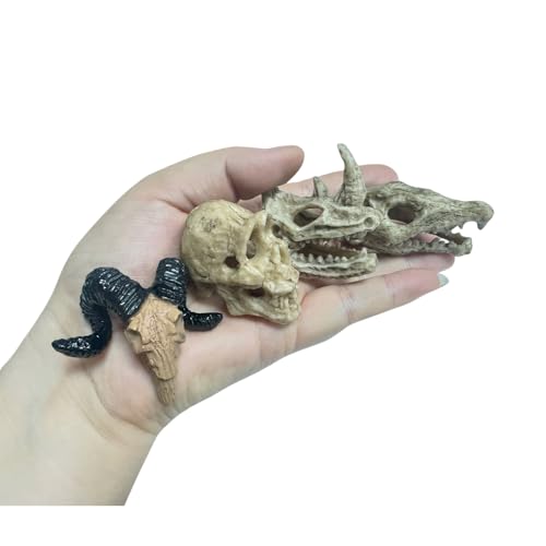 Image of 4pcs Grey Aquarium Decor Realistic Animal Skulls Fish Tank Small Skull | 2inch Resin Skull Figurine Fish Shrimp Shelter Cave Hideout Turtle Hidden Tank Decoration,Mini Micro Landscaping Decor