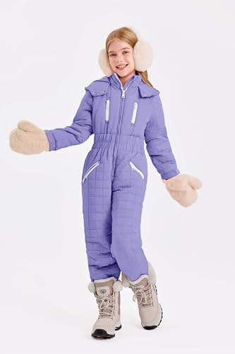 Image of Haloumoning Kid Snowsuit Girls Hooded Waterproof Insulated Ski Suit
