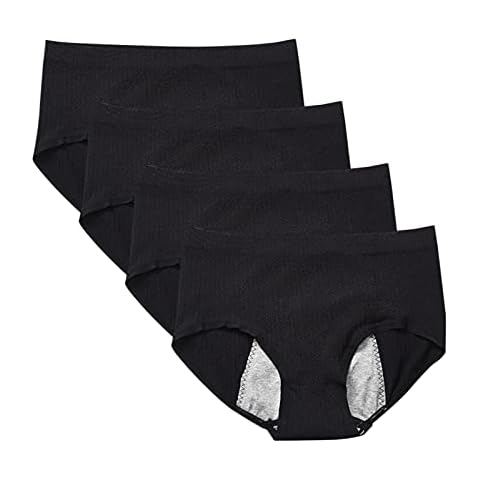 Harpily 4 PC Mujer Ropa Interior Ajustado Versión Ampliada Ropa de Ropa Interior Sexy Conjuntos Tres Capas Anti-Lateral Cintura Media (Negro, Libre) Cover