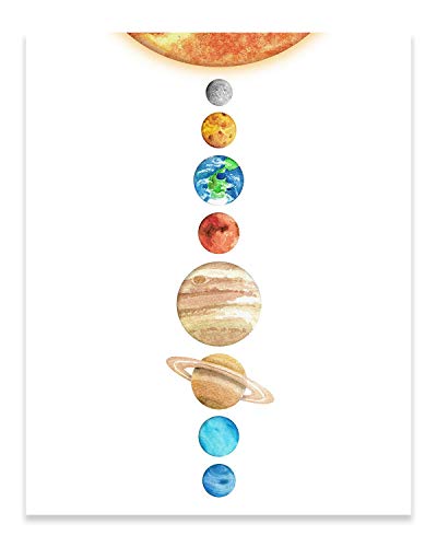 Space Bedroom Poster - Kids Wall Decor - Set Of Two 8X10 Solar System Prints - Children Classroom Room Decoration - Baby Boys And Girls Nursery Wall Art Set #TOP2