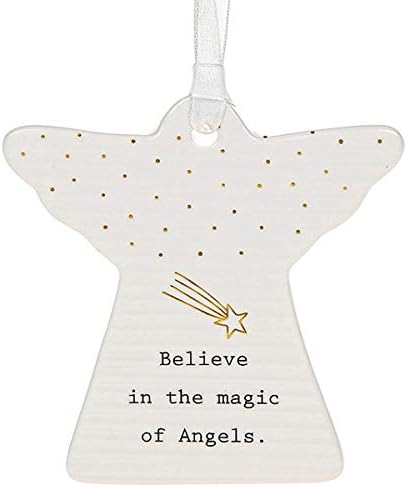 Joe Davies Thoughtful Words Ceramic Guardian Angel Believe in the Magic of Angels Gift Boxed 8x8cm
