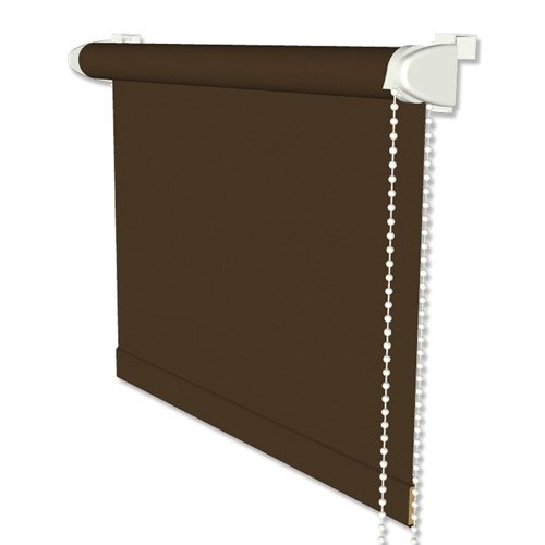 INTERDECO Verdunkelungsrollo mit Seitenzug, Thermo-Rollo, aus Polyester, Klemmfix-Rollo ohne Bohren, Braun, verdunkelnd mit rückseitiger Silberbeschichtung, Typ 3006, 83,5 x 175 cm