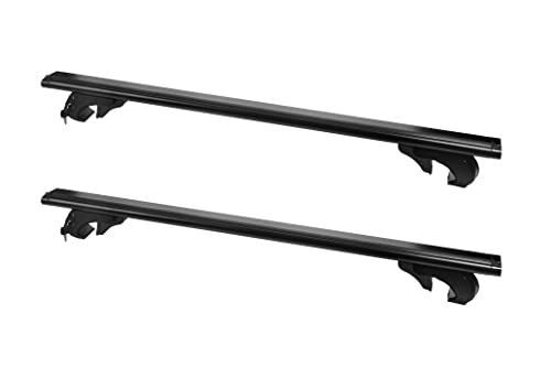 Bikegear Barras transversales de aluminio aerodinámicas compatibles con rieles laterales de techo elevados (paquete de 2) | Capacidad de peso de 180 libras. Viene con 4 llaves (43 pulgadas)
