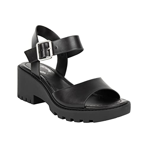 Womens Heeled Sandal Open Toe One Band Lug sole Block Ankle Strap Platform ANGELA3