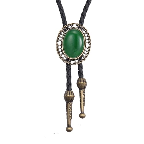 Image of AZORA Western Cowboy Bolo Tie Men Leather Necktie Leather Cord Turquoise Stone Bolo Ties for Men Women