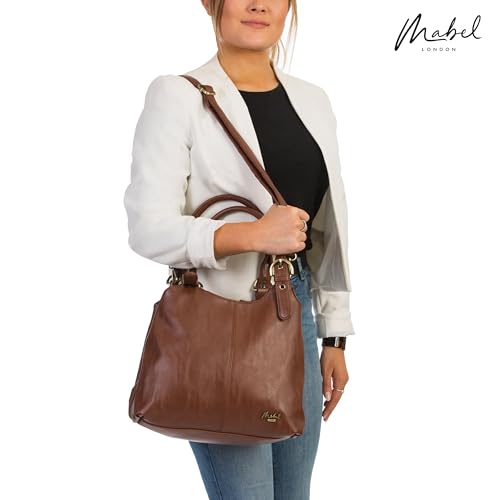 Mabel London Shoulder Bag for Women – Faux Leather Lightweight Crossbody Handbag – Vegan Everyday Handbag with Zipped Compartments – Ideal for Work, Travel & Casual Outfits - Image 3