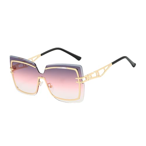 Lunettes de soleil femme luxe grande monture en métal doré vintage