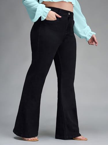Image of Miss Chase A+ Women's Wide-Leg High Rise Regular-Length Stretchable Denim Jeans