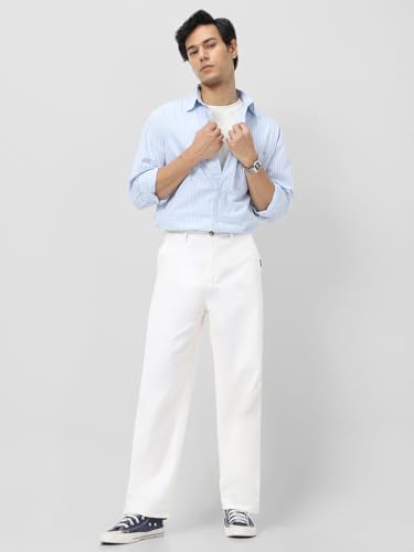 Image of Urbano Fashion Men's Loose Baggy Fit Solid Chino Trousers Non-Stretchable