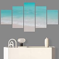 SIGNWIN 5 Panel Canvas Wall Art Beach Blue Coastal Cool Photography Relax/Calm for Home Decorations Ready to Hang - 60