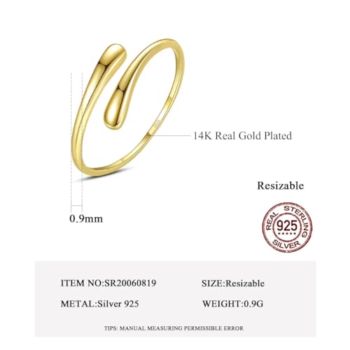 Bague ouverte en argent plaqué or style simple femme - 7