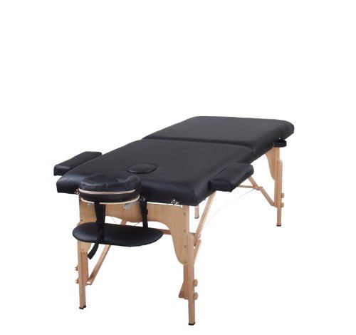 The Best Massage Table Two Fold Black Portable Massage Table - PU Leather