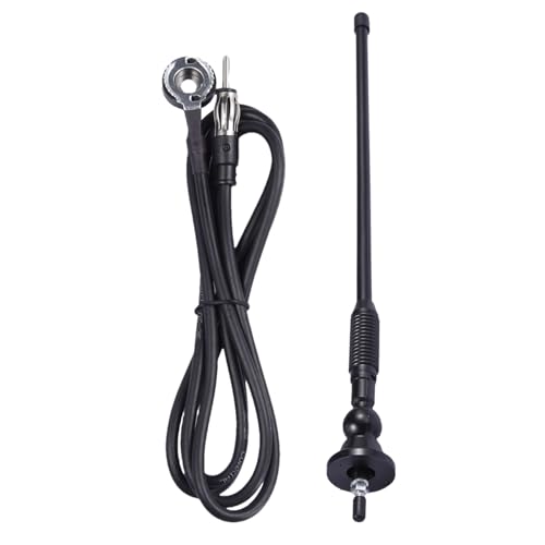 Antena de radio para coche, reemplazo de antena de coche - Aleación de aluminio AM/FM Goma Antena de coche Portátil - Función de recepción fuerte Tornillo negro Instalar amplificador de señal para