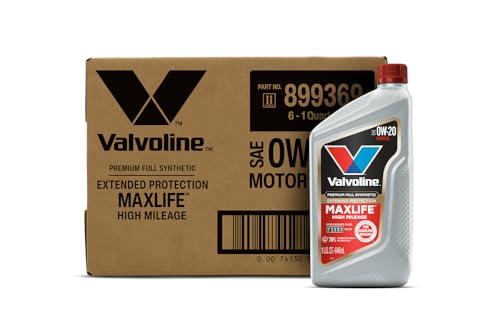 Image of Valvoline Extended Protection High Mileage with Ultra MaxLife Technology 0W-20 Full Synthetic Motor Oil 1 QT, Case of 6
