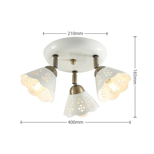 Lindby Strahler Efgenia (Landhaus, Vintage Rustikal) in Weiß aus Keramik (3 flammig E14) - Deckenlampe Deckenleuchte Lampe Spot Wohnzimmerleuchte