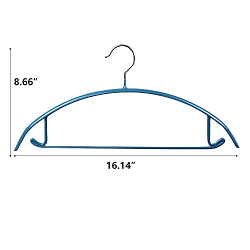 Besslee Royal Blue Clothes Hangers For Closet 5 Pack, Heavy Duty Metal Hangers For Coats Shirts Pants Sweaters Jackets Or Suits, Non-Slip Rubber Coated, Contour Shoulder Ends No Bump, 16.14” Long #TOP1