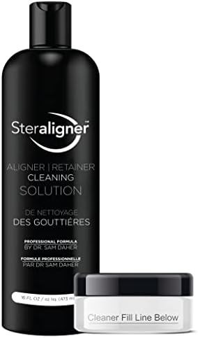 Aligner Tray Cleaning Solution | 16oz Bottle with Marked Cleaning Tray | Improves Dental Hygiene, Reduces Tartar, Removes Plaque | Healthier Teeth and Gums