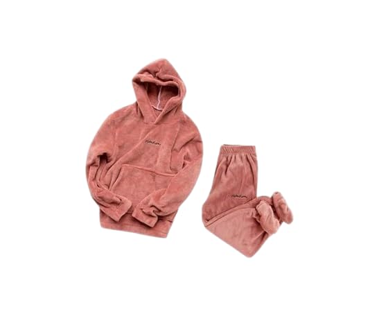 Women's Coral Fleece Night Suit Hooded Sweatshirt & Pants Set-picture-41