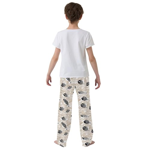 ZZXXB Gold and Black Fish Boys Long Pants Soft Trousers Elastic Waist Kids Lounge Bottoms with Pockets S-XL3