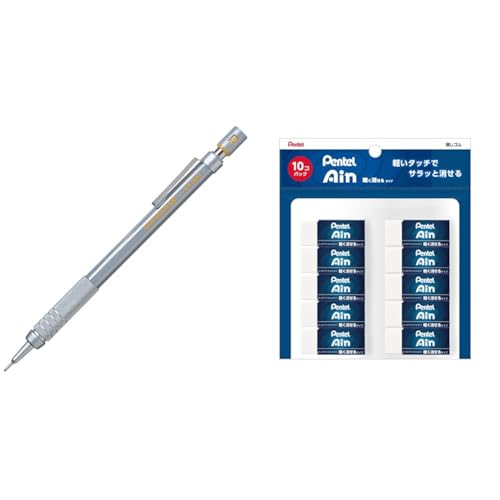 【セット買い】ぺんてる シャープペン グラフギア500 PG519 0.9mm& 消しゴム アイン 10個パック XZEAH6ST