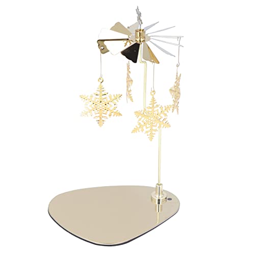 Candle Holder Round Triangle Candle Holder Rotating Candle Holder Tray Rotating Aromatherapy Wind Chime Candle Holder (Golden Snowflake (no Candle Cup))