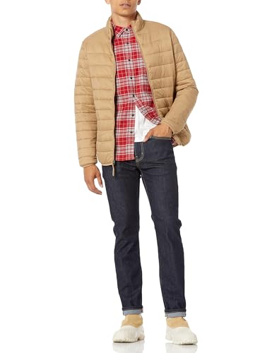 Image of Amazon Essentials Men's Regular Fit Long-Sleeve Flannel Shirt, Soft Brushed Cotton, Lightweight yet Warm