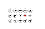 Generisch Symbole für Player, DVD CD Video MP3 Player Kassette Play Pause Stop Rewind Aufkleber Sticker (Rt95/2) (5mm)