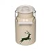 Riess 0506-072 - Caraffa per il latte con coperchio, 1,50 l, colore: Verde ciliegio, altezza 19,5 cm, capacità 1,5 litri, smaltata, beige con cervo verde