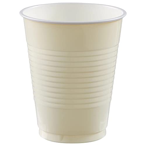 Plastic Cups - 18 oz. - Versatile Drinkware for Indoor & Outdoor Parties, Weddings, Birthdays, Celebrations & More, Vanilla Creme, Pack of 20