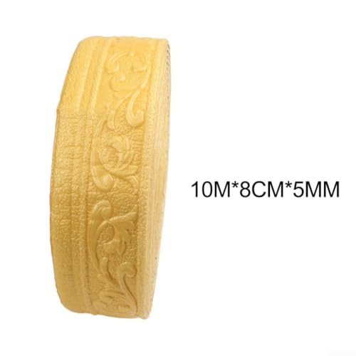 Borde de pared autoadhesivo BlissfulAbode de espuma XPE blanco y dorado 10m 4