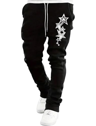 ZAFUL Men's Sweatpants Letter Graphic Drawstring Waist Sweatpants Straight Leg Long Plain Black Going Out Goth