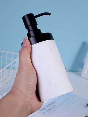 Miniatura 9 de Dispensador de jabón líquido estilo mármol blanco para decoración de baño o cocina, botella de jabón de manos y loción de apertura grande con tapa