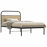 YuuSsea Bettgestell Sonoma-Eiche 107x203 cm, Holzwerkstoff, Robustes Stahlgestell, Kopfteil, Lattenrost, langlebiges Schlafzimmer Möbel, modernes Design, kein Matratzenkauf