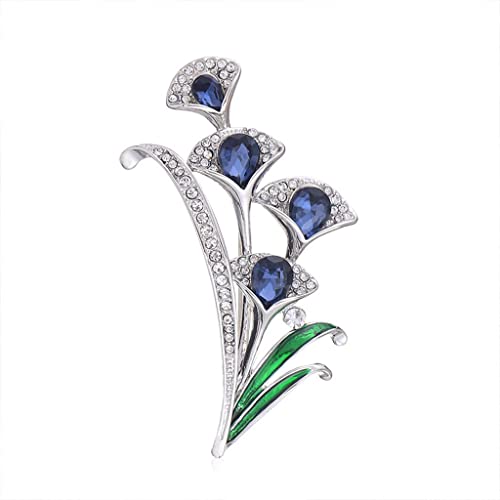 Broche feuille de ginkgo en cristal doré pour femme avec épingle élégante