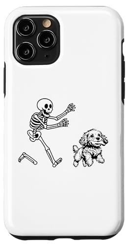 面白い Cavapoo ランニング スケルトン ハロウィーン スマホケース iPhone 11 Pro 用
