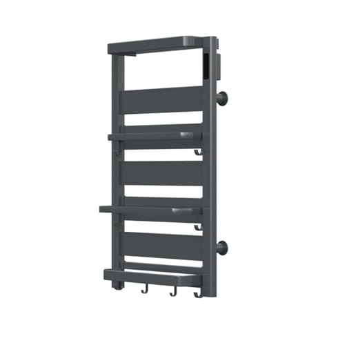 Gris 86, Línea Derecha, Toallero de Pared con Estante Superior, Secador de Toallas de Aluminio con Temperatura Constante, Toallero Calefactable para Baño, Enchufable