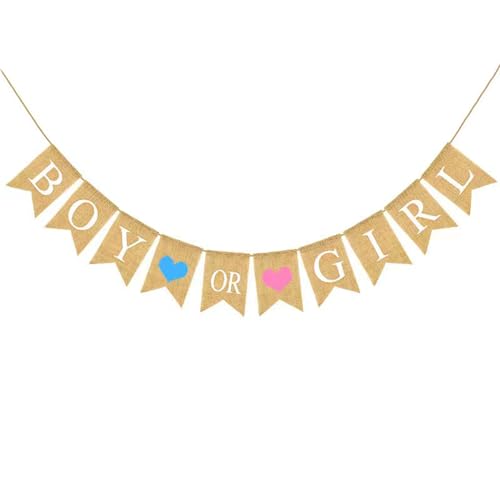 Boy Or Girl Banner - Prestrung Burlap Gender Reveal Party Sign Garland Backdrop Decorations