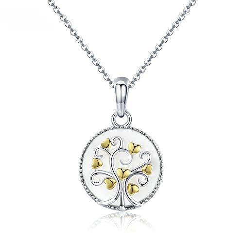 Collier argent 925 pendentif arbre coeur or pour femme, bijoux tendance en argent massif