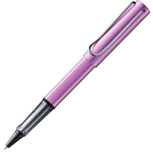 Lamy AL-star lilac Tintenroller - leichter Stift mit transparenten, ergonomischen Griff & Strichbreite M - Gehäuse aus Aluminium – mit Tintenrollermine M 63 Strichbreite M in schwarz