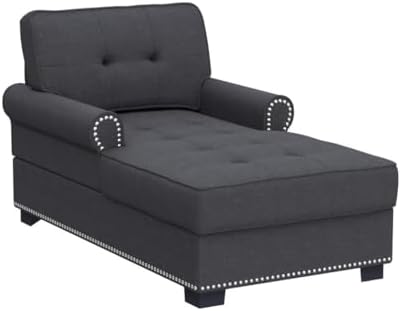 beey Cozy Chaise Lounge Indoor Living Room Chase Chair Upholstered Chaise Lounges Sleeper for Bedroom Living Room Home Small Place,Dark Gray(59"*34"*33.5")