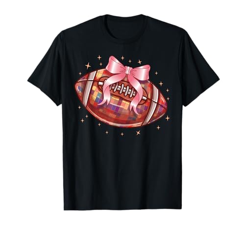 Disco Coquette Football Lover Mom Bow Game Day Thanksgiving Camiseta