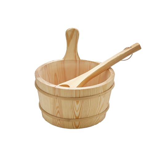 HFDJRWK Large-capacity Wooden Sauna Bucket, 4-Litre Capacity, Suitable for Steam Baths, Outdoor Gardens, Hotel Apartments, Backyards, or Home Spa Houses